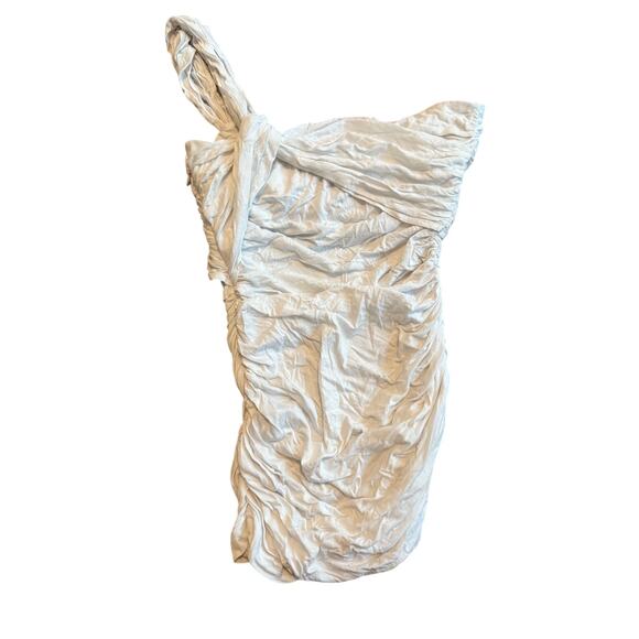 NWT Bebe Vintage White One Shoulder Asymmetrical Ruched Top S - Picture 2 of 5